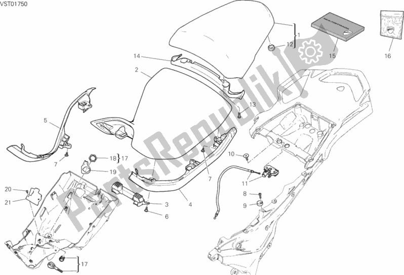 All parts for the Seat of the Ducati Multistrada 1260 Touring USA 2020